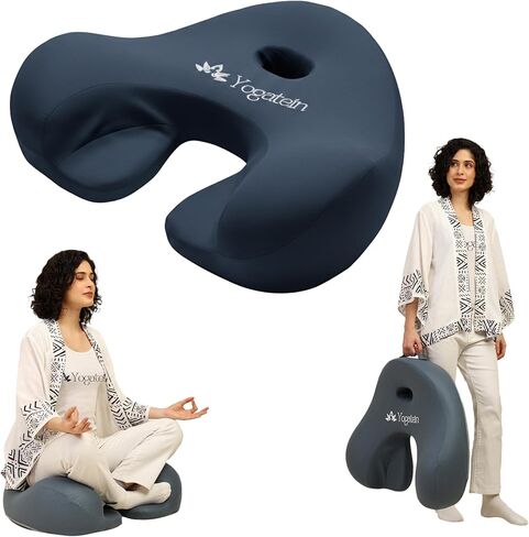 وسادة التأمل لتقويم العظام من AetherForm - مقعد أرضي مريح ثلاثي النقاط مع تخفيف عظم الذنب ودعم محيطي للجلوس الذهني واليوجا والاسترخاء (أزرق، كبير) in Kuwait