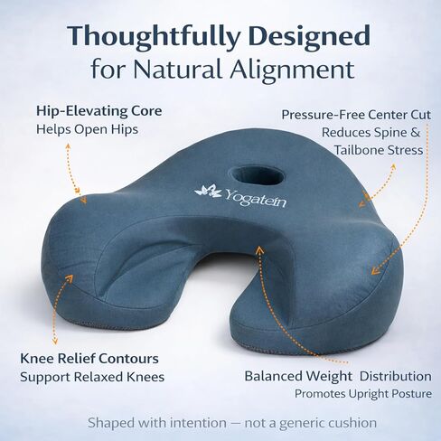 وسادة التأمل لتقويم العظام من AetherForm - مقعد أرضي مريح ثلاثي النقاط مع تخفيف عظم الذنب ودعم محيطي للجلوس الذهني واليوجا والاسترخاء (أزرق، كبير) in Kuwait