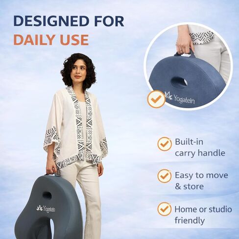 وسادة التأمل لتقويم العظام من AetherForm - مقعد أرضي مريح ثلاثي النقاط مع تخفيف عظم الذنب ودعم محيطي للجلوس الذهني واليوجا والاسترخاء (أزرق، كبير) in Kuwait