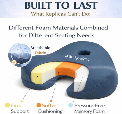 وسادة التأمل لتقويم العظام من AetherForm - مقعد أرضي مريح ثلاثي النقاط مع تخفيف عظم الذنب ودعم محيطي للجلوس الذهني واليوجا والاسترخاء (أزرق، كبير) in Kuwait