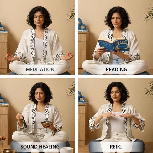 وسادة التأمل لتقويم العظام من AetherForm - مقعد أرضي مريح ثلاثي النقاط مع تخفيف عظم الذنب ودعم محيطي للجلوس الذهني واليوجا والاسترخاء (أزرق، كبير) in Kuwait