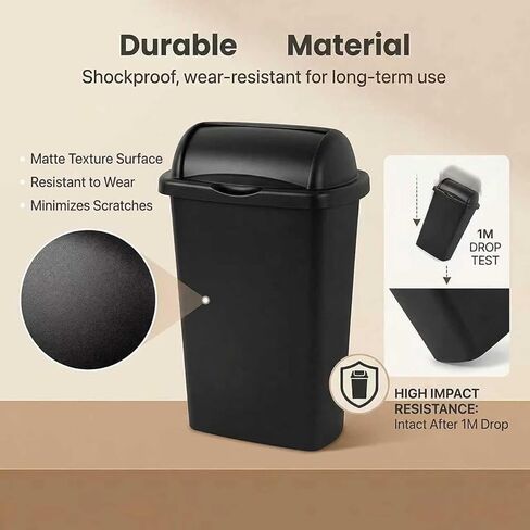 13-Gallon Covered Trash can, Black Large-Capacity roll-top Design, Suitable for use in Kitchens, Offices, Homes, and Dormitories in Saudi Arabia