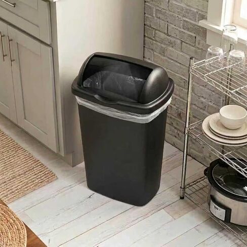 13-Gallon Covered Trash can, Black Large-Capacity roll-top Design, Suitable for use in Kitchens, Offices, Homes, and Dormitories in Saudi Arabia