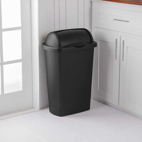 13-Gallon Covered Trash can, Black Large-Capacity roll-top Design, Suitable for use in Kitchens, Offices, Homes, and Dormitories in Saudi Arabia