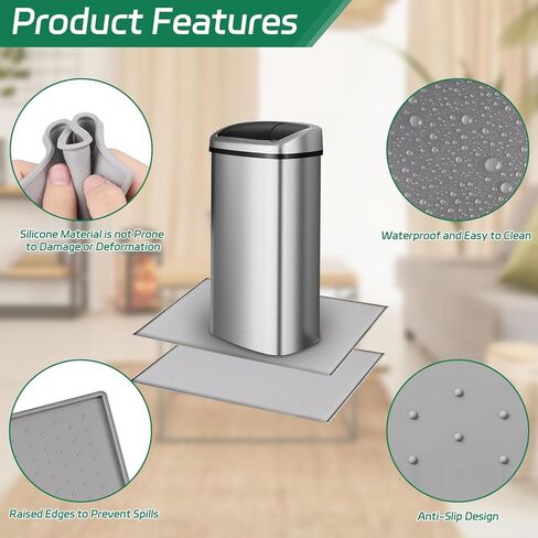 سجادة سلة المهملات قطعتين من CTTZCKJ، جزيئات غير قابلة للانزلاق لمنع حركة سلة المهملات وحماية الأرضيات، مقاومة للماء مع حواف مرتفعة لمنع الانسكابات، مثالية للمطبخ، وغرفة المعيشة، وغرفة النوم (11.8 بوصة × 18.9 بوصة) in Kuwait