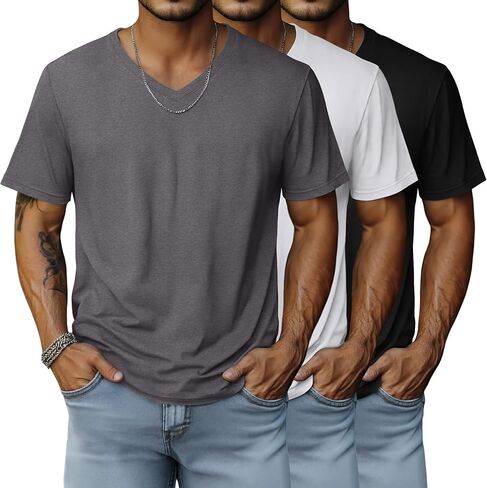 Neer 3 Pack Men Men Thirts Big and Tall Casual V Dect Short in Saudi Arabia