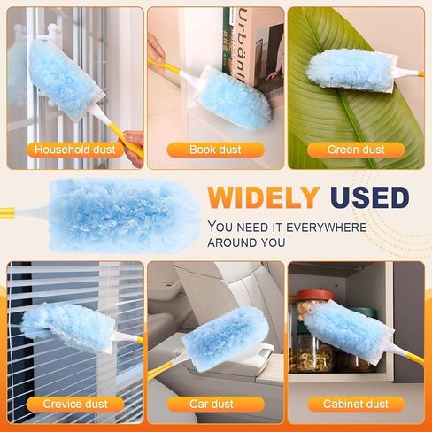 50 عبوة منفضة منفضة غبار منفضة دوارة، مجموعة منافض للاستعمال مرة واحدة لتنظيف المنزل والمكتب ومراوح السقف والأثاث (50 قطعة + مقبض ممتد بطول 3 أقدام + مقبض واحد) in Kuwait
