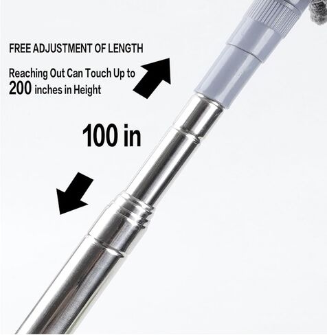 Microfiber Cobweb Duster with 16-100 Inch Extension Pole, Washable Cleaning Duster Kit with 2 Duster Heads Bendable Washable Head Ceiling Fan Duster for High Ceilings, Blinds, Furniture & Car Cleaning in Kuwait