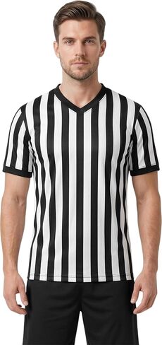 Exxact Sports Referee Shirt Men, Athletic Fit Basketball Referee Shirt for Sports & Costumes, Comes in V-Neck & Zipper Styles in Saudi Arabia