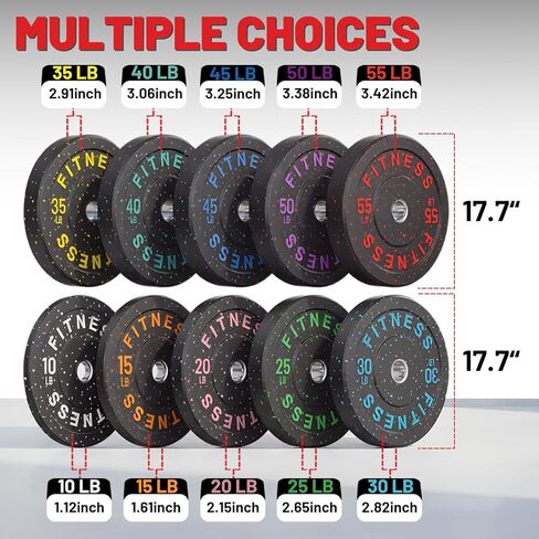 PAPABABE 7-Foot Olympic Barbell 1000LB Weight Capacity with High Bounce Bumper Plates Set, 2 Inch Weightlifting Barbell, Weights Lifting Power Lifting in Saudi Arabia