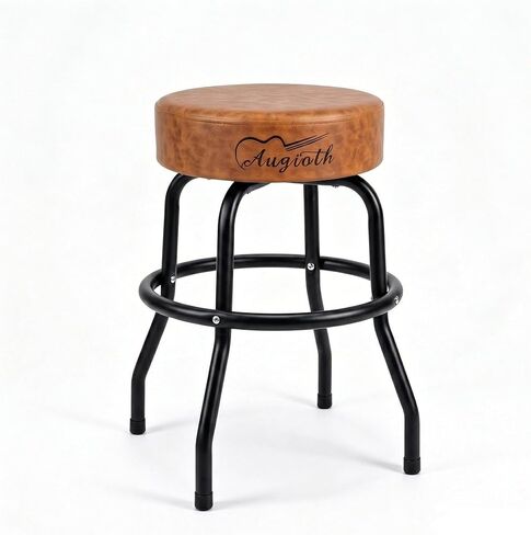 مقعد جيتار قابل للدوران GT-21 - تصميم مريح مع دعم مسند القدمين، مضاد للانزلاق ومستقر، اختيار مثالي للموسيقيين، عالمي للجيتار/الجهير/الطبول (أسود مخملي) in Kuwait