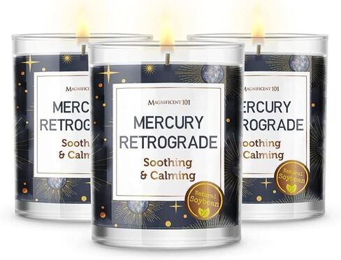 Magnificent 101 Mercury Retrograde Chakra Aromatherapy Candles - 3-Pack (3 x 3.5 Oz) Black - 42-Hour Burn, 100% Soy Wax - Smoke Remover & Manifestation Candle in Kuwait