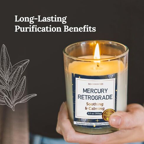 Magnificent 101 Mercury Retrograde Chakra Aromatherapy Candles - 3-Pack (3 x 3.5 Oz) Black - 42-Hour Burn, 100% Soy Wax - Smoke Remover & Manifestation Candle in Kuwait