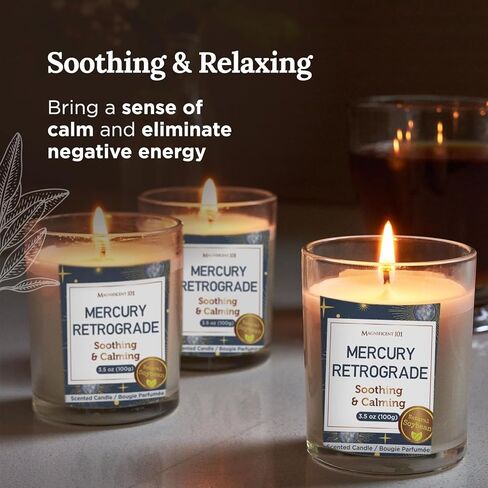 Magnificent 101 Mercury Retrograde Chakra Aromatherapy Candles - 3-Pack (3 x 3.5 Oz) Black - 42-Hour Burn, 100% Soy Wax - Smoke Remover & Manifestation Candle in Kuwait