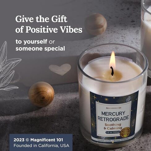 Magnificent 101 Mercury Retrograde Chakra Aromatherapy Candles - 3-Pack (3 x 3.5 Oz) Black - 42-Hour Burn, 100% Soy Wax - Smoke Remover & Manifestation Candle in Kuwait