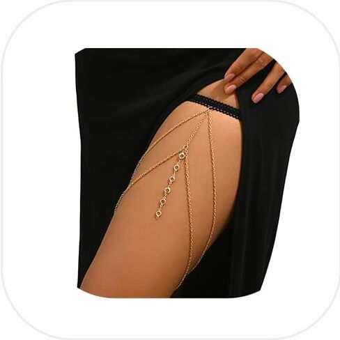 Sexy Crystal Bead Leg Chain Jewelry,Summer Beach Leg Thigh Chain Bikini Multilayered Thigh Chain Body Jewelry for Women in Saudi Arabia