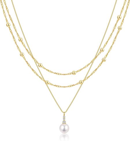 Layered Gold Silver Necklaces for Women, Stackable Dainty 14K Real Gold Plated Silver Chain Necklace Trendy Circle Paperclip Chain Pendant Choker Necklaces Gold Jewelry Set Gifts in Saudi Arabia