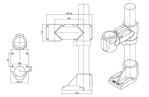 Center Hole 74 Universal Power Head Bracket Universal Bracket Power Head Tapping Machine with 800mm/31.5in Adjustable Height & 360° Swivel for Stable Drilling and Tapping Machine in Kuwait
