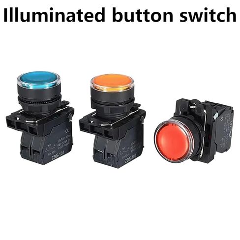 1 قطعة مفتاح زر الضغط، 22 مم مقاوم للماء مضيء دفع مؤقت LED NB5 XB5 AW33B1C 22 مم إرجاع الربيع (أحمر، 2NO، 24 فولت) in Kuwait