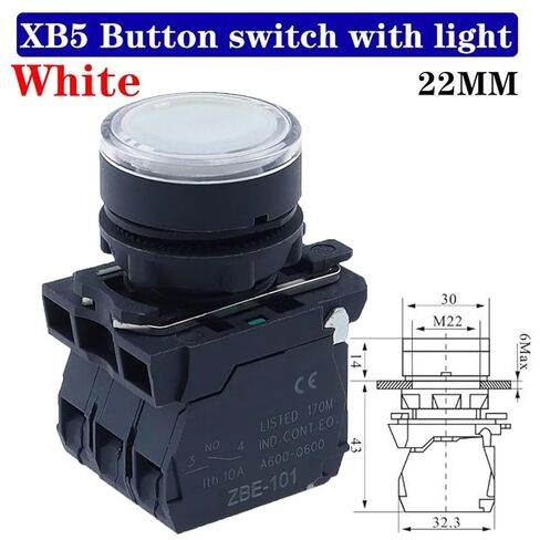 1 قطعة مفتاح زر الضغط، XB5 لحظة مضيئة NC لا الجهد 220 فولت 24 فولت 22 مللي متر (زر أحمر ، 2NC ، 12 فولت-24 فولت) in Kuwait