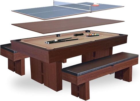 طاولة بلياردو بطول 7 أقدام مع سطح لتناول الطعام، وطاولة ألعاب كومبو 3 في 1، وبلياردو، وبينج بونج، وطاولة طعام. تصميم جديد ومحسن 2026! in Kuwait