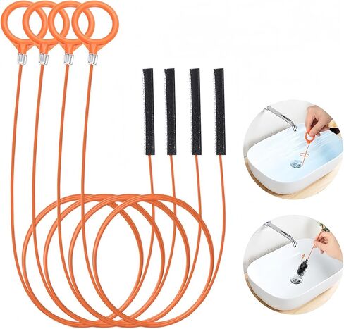 32 Inch Snake Hair Drain Clog Remover, Anti-Break Metal with Nylon Coating Drain Hair Removal Tool, Long Flexible Augers Cleaning Tools for Shower, Kitchen Bathtub, Bathroom, Toilet in Saudi Arabia