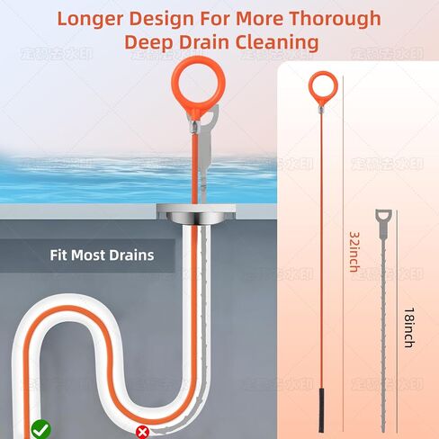 32 Inch Snake Hair Drain Clog Remover, Anti-Break Metal with Nylon Coating Drain Hair Removal Tool, Long Flexible Augers Cleaning Tools for Shower, Kitchen Bathtub, Bathroom, Toilet in Saudi Arabia