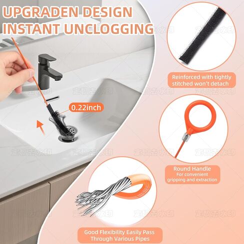 32 Inch Snake Hair Drain Clog Remover, Anti-Break Metal with Nylon Coating Drain Hair Removal Tool, Long Flexible Augers Cleaning Tools for Shower, Kitchen Bathtub, Bathroom, Toilet in Saudi Arabia