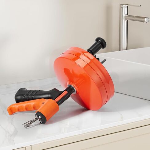 ثعبان تصريف بطول 50 قدمًا مع ملحق تغذية وحفر تلقائي - أوجير سباكة شديد التحمل للمرحاض والحوض والدش وقباقيب حوض الاستحمام - مزيل سدادة تصريف الثعبان المرن بطول 50 قدم in Kuwait