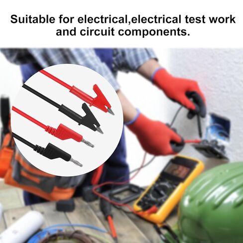 4mm Banana to Alligator Clip Plug Test Leads Multimeter Electrical 4mm Banana Stackable Plug Silicone Flexible Copper Cable 1 Meter for Multimeter Electrical Testing in Saudi Arabia