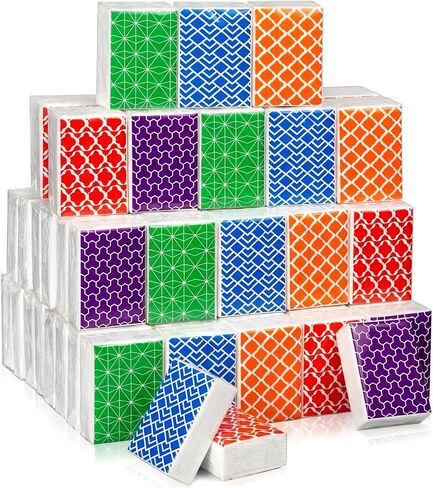Therwen 20 Pack Pocket Tissues Travel Packs Bulk 200 Sheet Mini Pocket Tissues Travel Size Bulk 3 Ply Small Facial Individual Size (Multicolor Pattern) in Kuwait