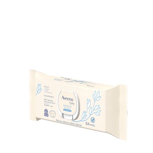 مناديل مبللة للأطفال الحساسة من AVEENO، خالية من البارابين والعطور، 64 قطعة (عبوة من قطعتين) in Saudi Arabia
