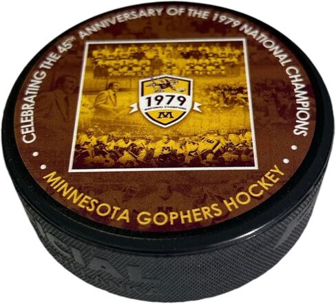 Minnesota Golden Gophers National Champs 1979 45th Anniversary License Hockey Puck (Herb Brooks Coached) - Collectible Memorabilia, Makes a Great Gift in Saudi Arabia