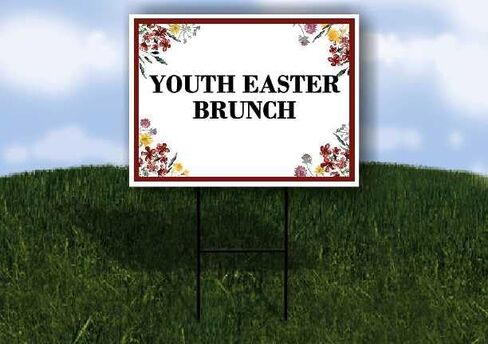 غداء عيد الفصح للشباب، زهور الربيع، سهام وردية اللون البرقوق، إطار على شكل حرف A من جانب واحد مقاس 23 × 23 بوصة. in Kuwait