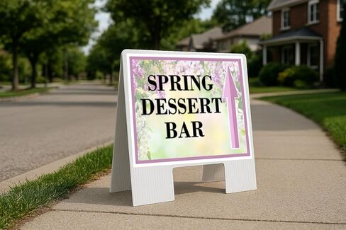 Spring Dessert Bar Spring Flowers Purple Lilac Directional Arrows A-Frame Double Sided 23x23 in. sign in Saudi Arabia