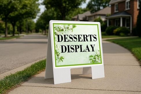 Desserts Display Spring Flowers Sage Green Directional Arrows A-Frame Double Sided 23x23 in. sign in Kuwait