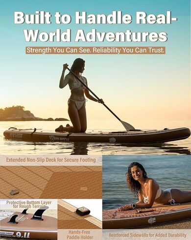 TIGERXBANG Inflatable Stand Up Paddle Board, 11'6" x 35" x 6", Tribal Spirit Design, SUP for 3 People, Perfect for Relaxation & Exploration in Kuwait