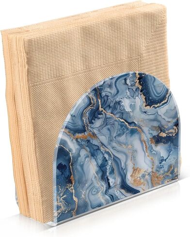 ALAZA Marble Watercolor Blue & Gold Napkin Holder for Table Cocktail Farmhouse, Paper Napkins Dispenser for Home Kitchen Coffee Shop Dining Room Decor in Saudi Arabia