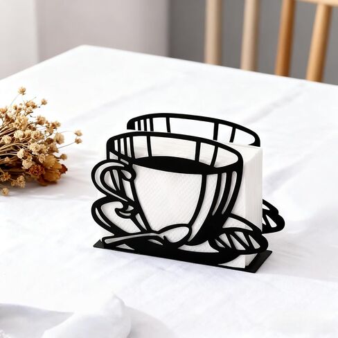 Elegant Coffee Cup-Shaped Napkin Holder - European Style Iron Dispenser | For Dining, Home & Kitchen Decor in Saudi Arabia