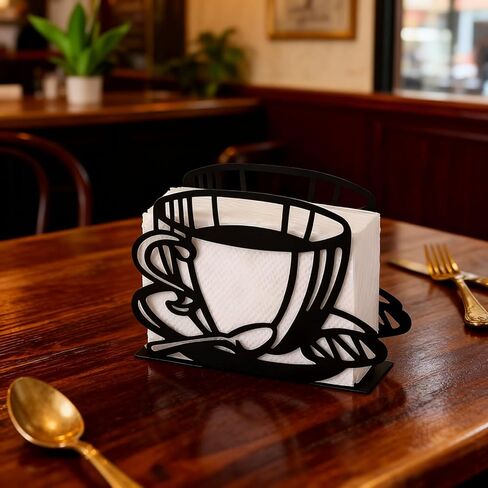Elegant Coffee Cup-Shaped Napkin Holder - European Style Iron Dispenser | For Dining, Home & Kitchen Decor in Saudi Arabia