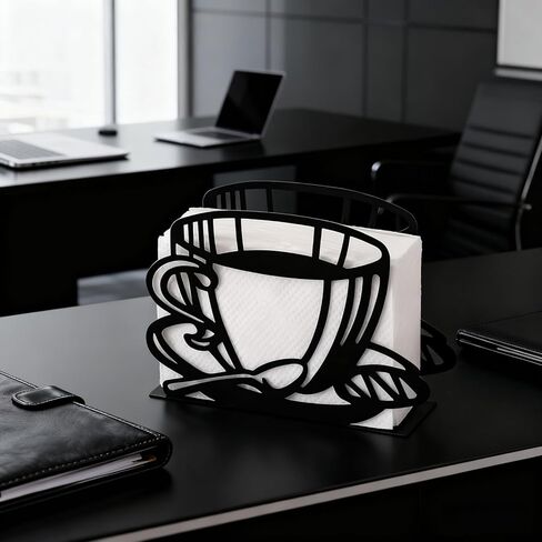 Elegant Coffee Cup-Shaped Napkin Holder - European Style Iron Dispenser | For Dining, Home & Kitchen Decor in Saudi Arabia