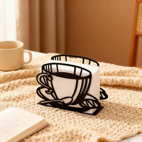 Elegant Coffee Cup-Shaped Napkin Holder - European Style Iron Dispenser | For Dining, Home & Kitchen Decor in Saudi Arabia