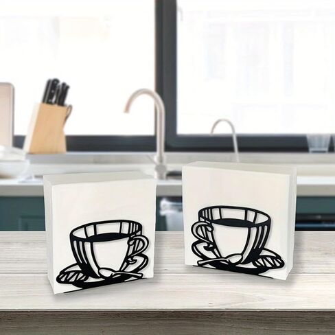 Elegant Coffee Cup-Shaped Napkin Holder - European Style Iron Dispenser | For Dining, Home & Kitchen Decor in Saudi Arabia