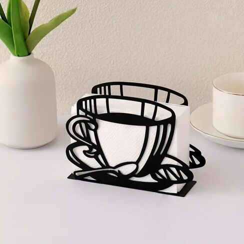 Elegant Coffee Cup-Shaped Napkin Holder - European Style Iron Dispenser | For Dining, Home & Kitchen Decor in Saudi Arabia