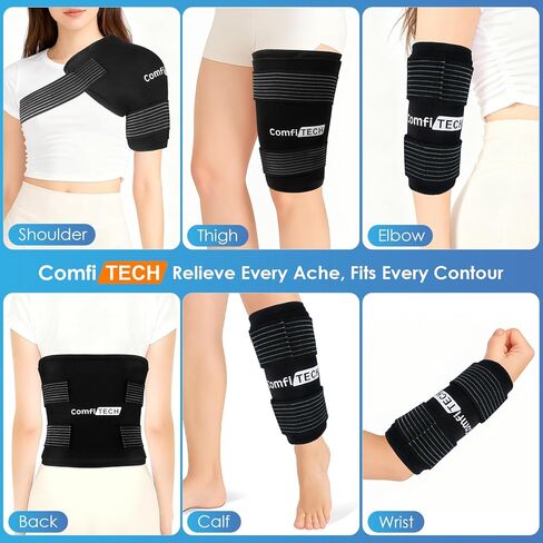 حزمة ثلج قابلة لإعادة الاستخدام من كومفي تيك، ضغط بارد جل ناعم متعدد الأغراض مع شريطين قابلين للتعديل لتخفيف حر اليدين على الظهر والكتف والركبة والورك، غلاف كبير جدًا للأوجاع والآلام البسيطة، 30.48 سم × 38.1 سم in Kuwait