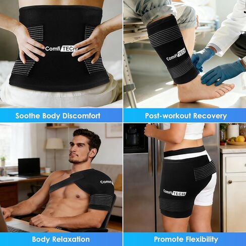 حزمة ثلج قابلة لإعادة الاستخدام من كومفي تيك، ضغط بارد جل ناعم متعدد الأغراض مع شريطين قابلين للتعديل لتخفيف حر اليدين على الظهر والكتف والركبة والورك، غلاف كبير جدًا للأوجاع والآلام البسيطة، 30.48 سم × 38.1 سم in Kuwait