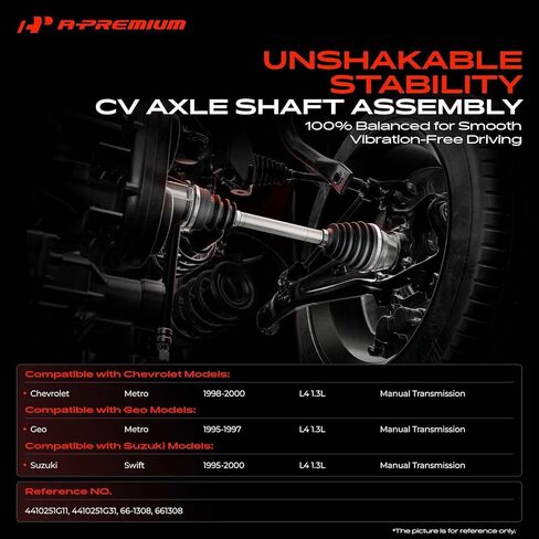 A-Premium CV Axle Shaft Assembly Compatible with Chevrolet, Geo & Suzuki Models - Metro 1998-2000, Metro 1995-1997, Swift 1995-2000, Manual Trans. - Front Right Passenger Side in Saudi Arabia