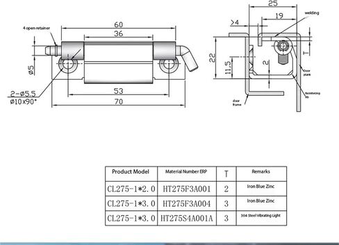 Stainless Steel Hinge Electrical Cabinet Door Chassis CL275-1 * 3mm 1Pcs in Saudi Arabia