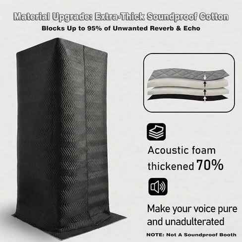 حجرة صوتية محمولة - استوديو تسجيل خالٍ من الصدى بزاوية 720 درجة قابل للفصل. التقط صوتًا نظيفًا وجافًا للتعليق الصوتي والبودكاست والموسيقى والاستديوهات المنزلية. الخيار المثالي للاستخدام المنزلي والاستوديو الاحترافي. in Kuwait