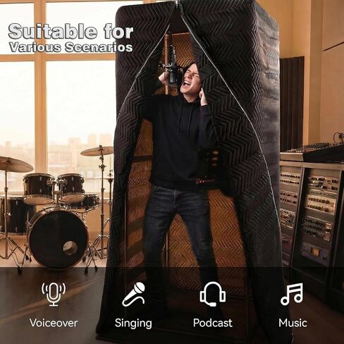 حجرة صوتية محمولة - استوديو تسجيل خالٍ من الصدى بزاوية 720 درجة قابل للفصل. التقط صوتًا نظيفًا وجافًا للتعليق الصوتي والبودكاست والموسيقى والاستديوهات المنزلية. الخيار المثالي للاستخدام المنزلي والاستوديو الاحترافي. in Kuwait